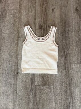 Pink Republic Cream Knit Tank Top with beige Trim